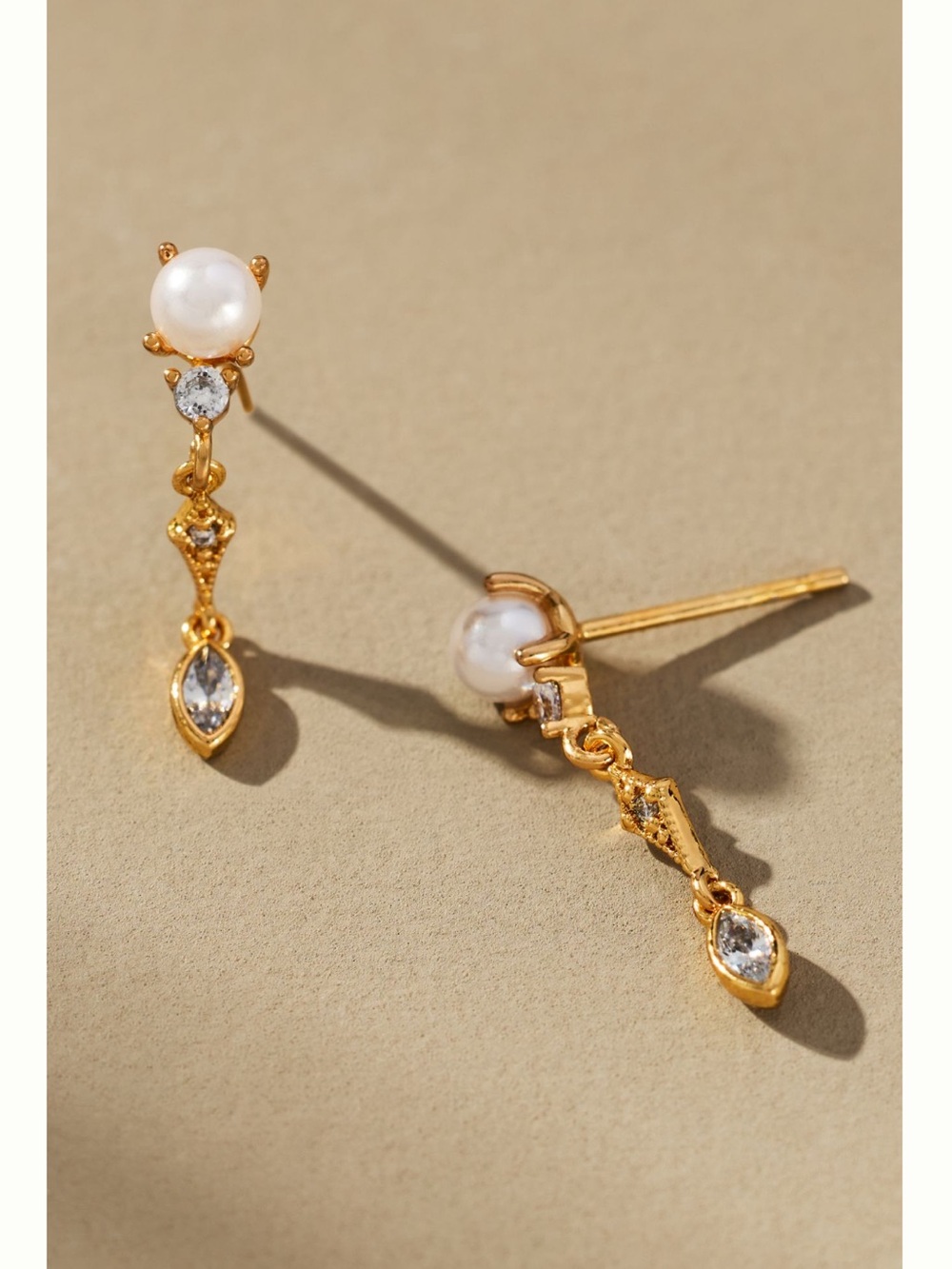 Nwt mini Gold Pearl and Crystal Drop Earrings - White Pearl